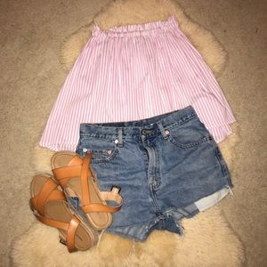 Pink and White Striped Tube Top